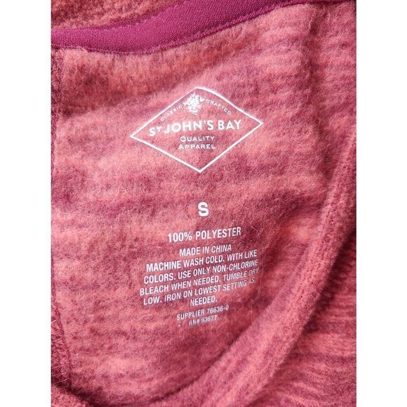 St. John's Bay Women's Size Small Burgundy Chambray Fleece V-Neck Sweater - Picture 2 of 7
